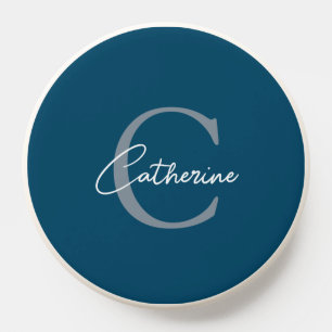Classic Minimalist Script Monogram Navy Blue PopSocket