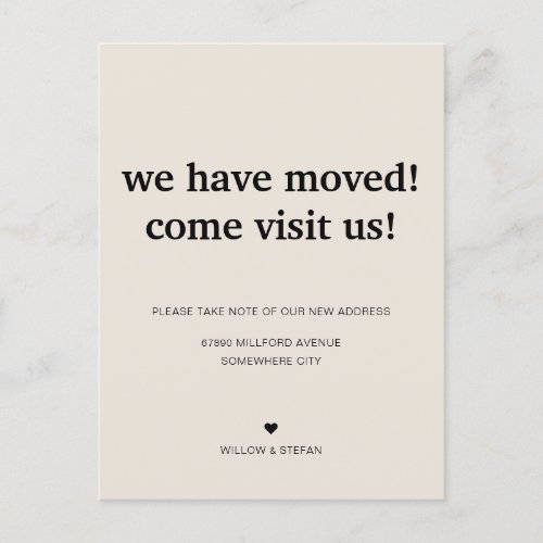 Classic Minimalist Soapstone Weve Moved Moving Announcement Postcard