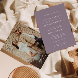 Classic Minimalist Soft Purple Photo Wedding Invitation