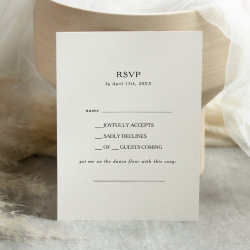 Classic Minimalist Song Request RSVP Card