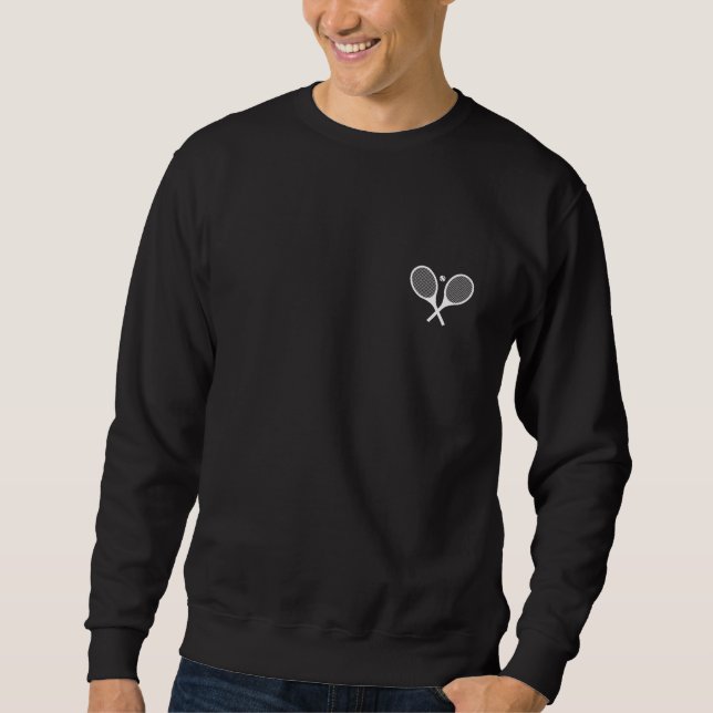 Classic Minimalist Tennis Racket Black Sweatshirt (Front)