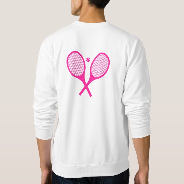 Classic Minimalist Tennis Racket White Neon Pink Sweatshirt (Back)