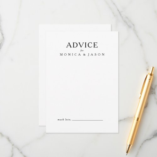 Classic Minimalist Wedding Advice Card