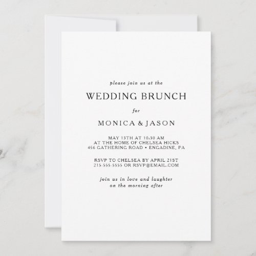 Classic Minimalist Wedding Brunch Invitation