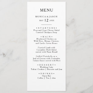 Classic Minimalist Wedding Dinner Menu