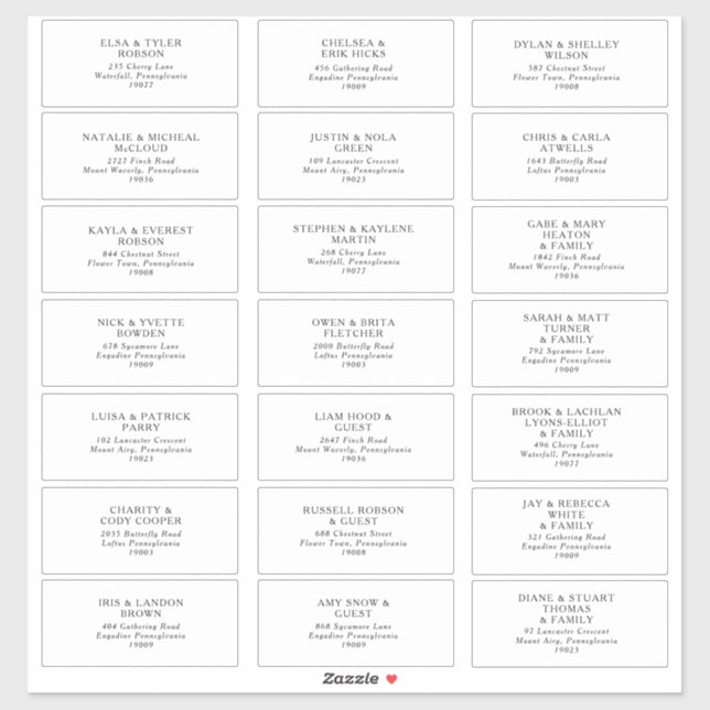 Classic Minimalist Wedding Guest Address Labels (Sheet)