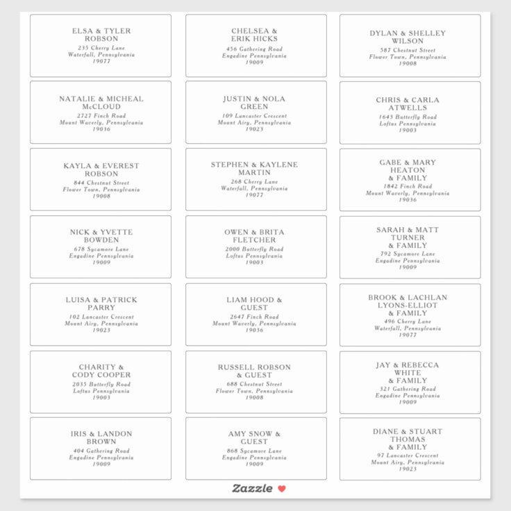 Classic Minimalist Wedding Guest Address Labels | Zazzle