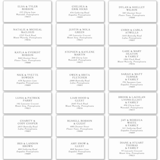 Classic Minimalist Wedding Guest Address Labels | Zazzle