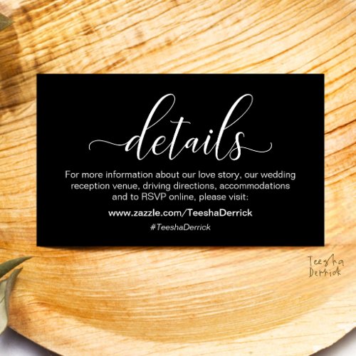 Classic Minimalist Wedding Information and Details Enclosure Card