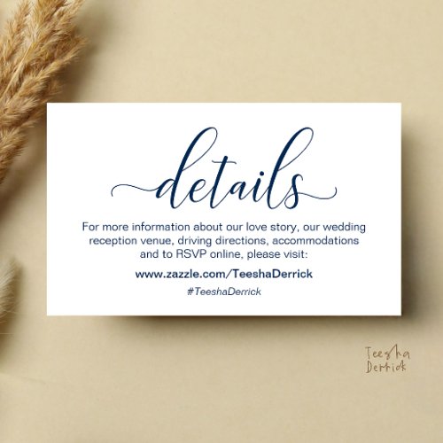 Classic Minimalist Wedding Information and Details Enclosure Card