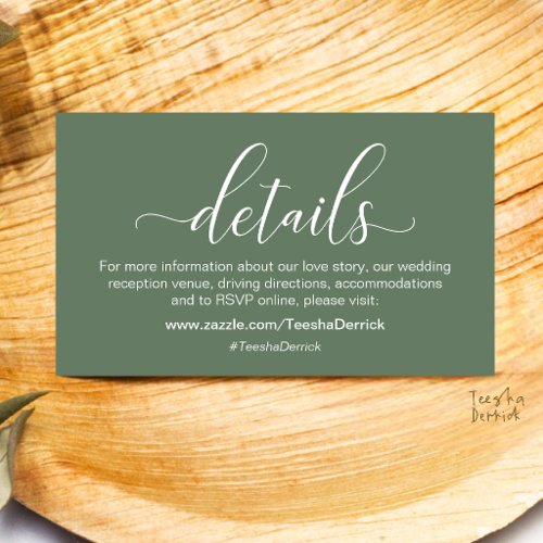 Classic Minimalist Wedding Information and Details Enclosure Card