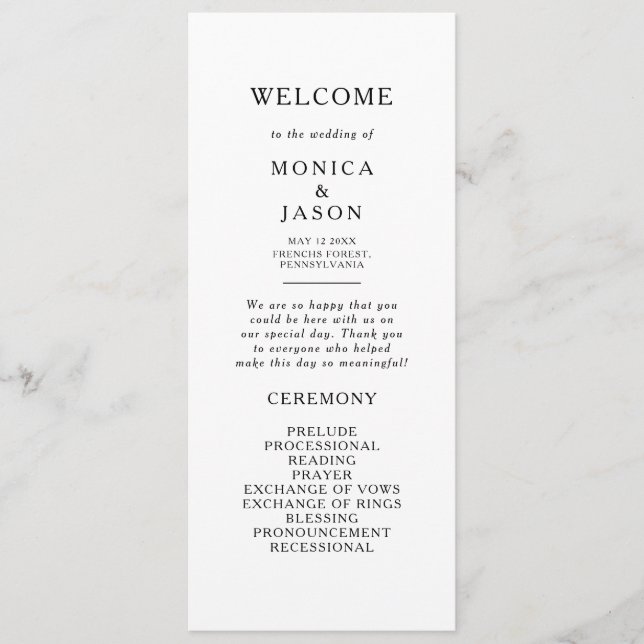 Classic Minimalist Wedding Program (Front)