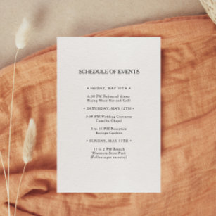 Classic Minimalist Wedding Schedule of Events Card