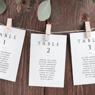 Classic Minimalist Wedding Seating Chart Card