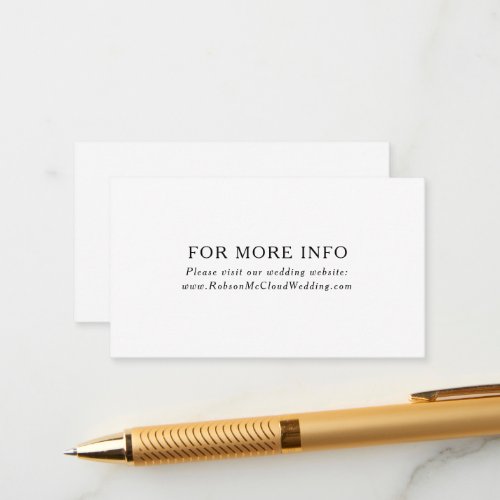 Classic Minimalist Wedding Website Enclosure Card