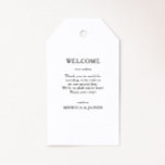 Classic Minimalist Wedding Welcome Gift Tags<br><div class="desc">These classic minimalist wedding welcome gift tags are great for a simple and elegant wedding. The black and white vintage typography gives it a classy formal touch. Keep it as is,  or choose to personalize it with artwork or graphics of your choice.</div>