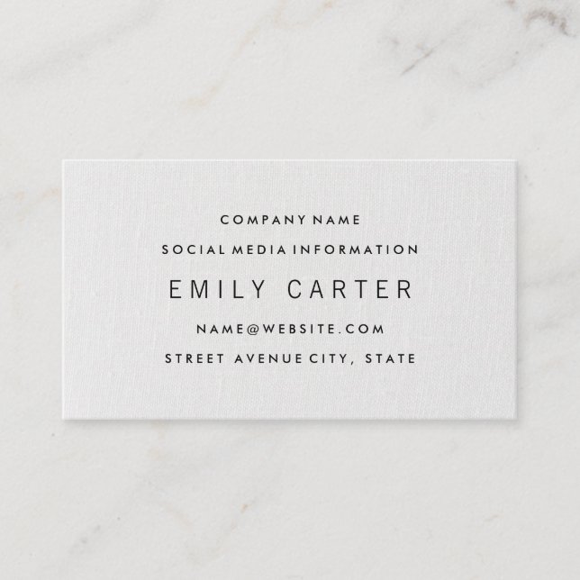 Classic Minimalist | White Fabric Texture Business Card (Front)