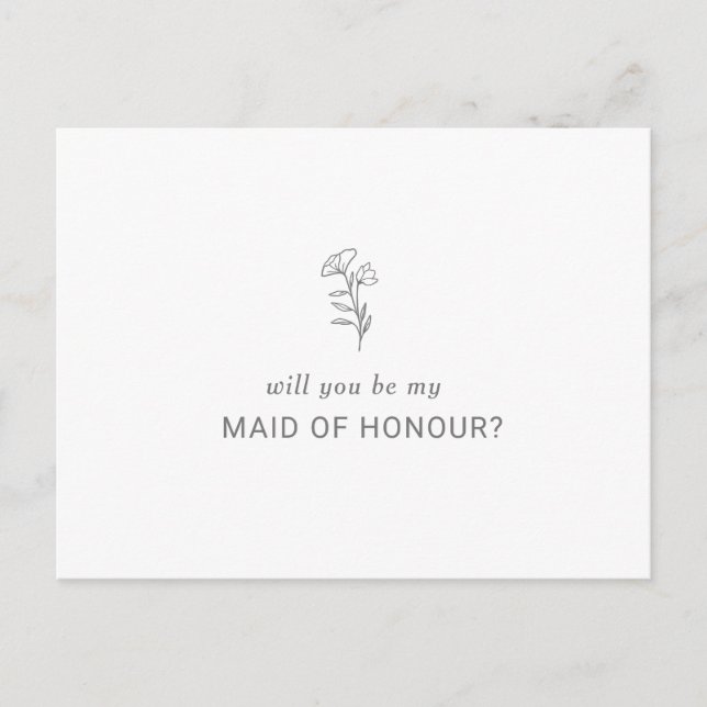 Classic Minimalist will you be my maid of honor Invitation Postcard (Front)