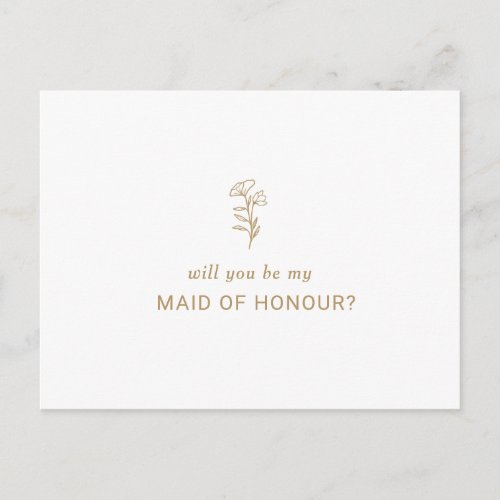 Classic Minimalist will you be my maid of honor Invitation Postcard