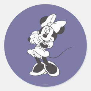 Classic Minnie Black and White Round Sticker