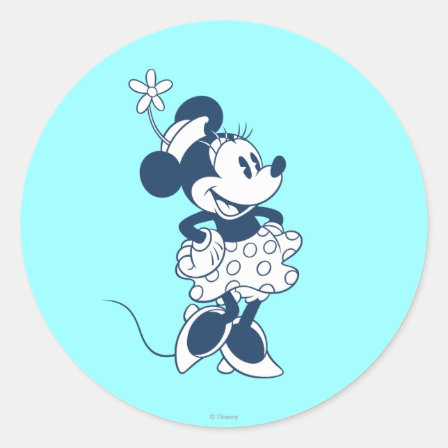 Classic Minnie | Blue Hue Classic Round Sticker (Front)