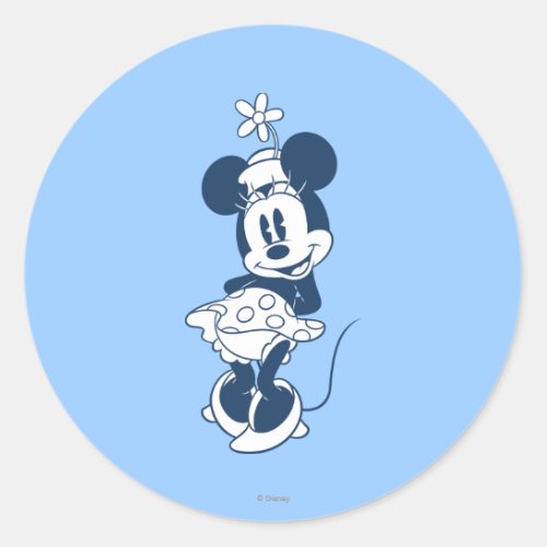 Classic Minnie | Blue Hue with Flower Classic Round Sticker