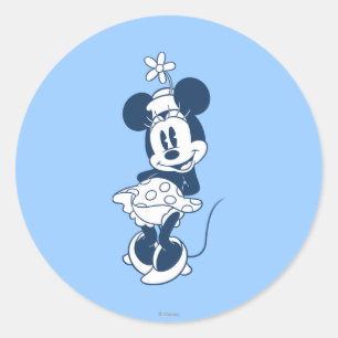 Classic Minnie   Blue Hue with Flower Classic Round Sticker
