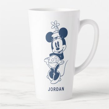 Classic Minnie | Blue Hue With Flower Latte Mug by MickeyAndFriends at Zazzle