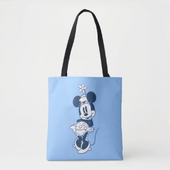 Classic Minnie | Blue Hue With Flower Tote Bag by MickeyAndFriends at Zazzle