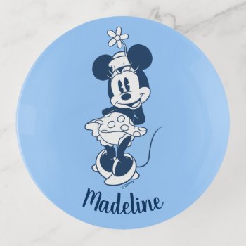 Classic Minnie | Blue Hue With Flower Trinket Tray by MickeyAndFriends at Zazzle