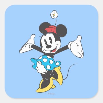 Classic Minnie | Excited Square Sticker by MickeyAndFriends at Zazzle