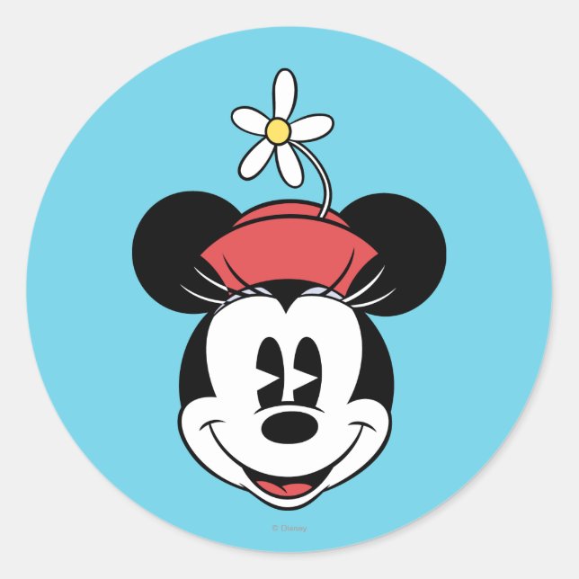 Classic Minnie | Flower Face Classic Round Sticker (Front)