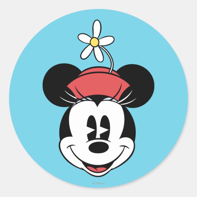 Classic Minnie | Flower Face Round Sticker (Front)