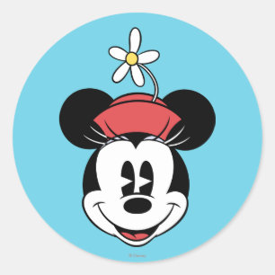 Classic Minnie Flower Face Round Sticker