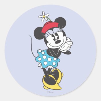 Classic Minnie Mouse 4 Classic Round Sticker by MickeyAndFriends at Zazzle