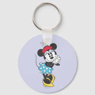 Vintage Disney Mickey Mouse Keychain Mickey Wearing Blue Polka