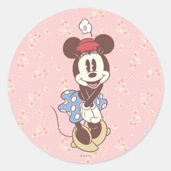 Classic Minnie Mouse 7 Classic Round Sticker by MickeyAndFriends at Zazzle