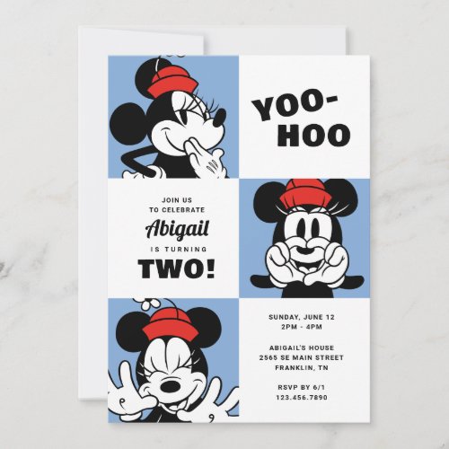 Classic Minnie Mouse Colorblock Girls Birthday Invitation