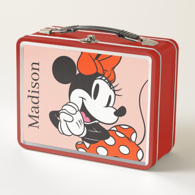 Classic Minnie Mouse Hands Clasped Pose Metal Lunch Box (Front)