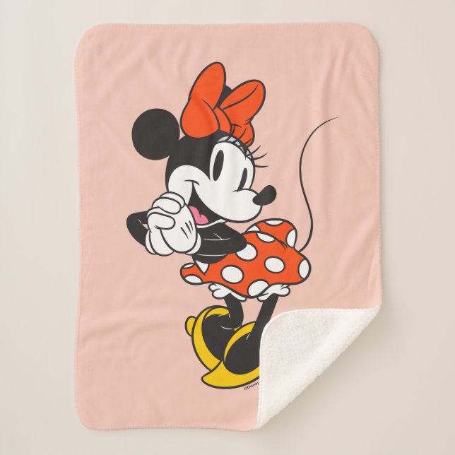 Classic Minnie Mouse Hands Clasped Pose Sherpa Blanket (Front)