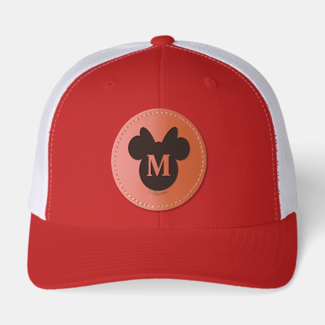 Classic Minnie Mouse Icon Portrait Leather Patch Hat (Front)
