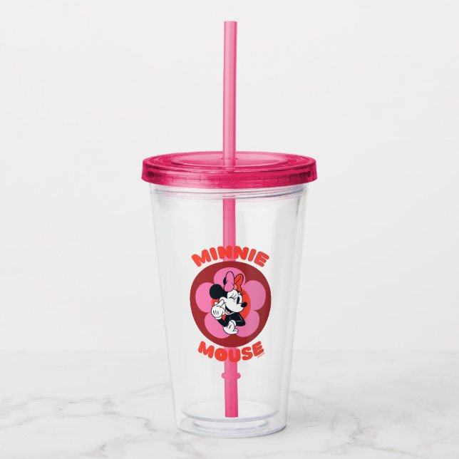 Classic Minnie Mouse Retro Badge Acrylic Tumbler (Front)