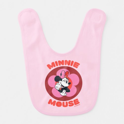 Classic Minnie Mouse Retro Badge Baby Bib