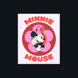 Classic Minnie Mouse Retro Badge Canvas Print<br><div class="desc">This cheerful Minnie Mouse artwork features a bold circular badge design with playful lettering and Minnie’s iconic pose front and center. With vibrant pinks, warm reds, and timeless cartoon charm, this design feels fun, nostalgic, and full of Disney personality. Perfect for customizable Zazzle products like t-shirts, tote bags, stickers, and...</div>