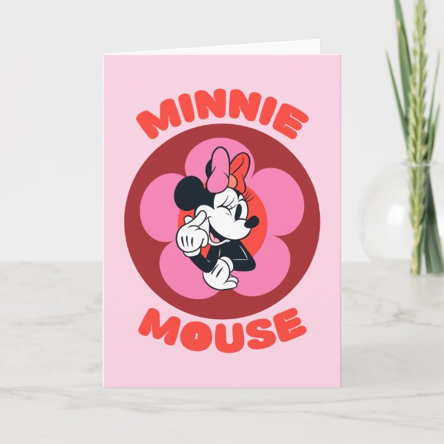 Classic Minnie Mouse Retro Badge Card (Front)