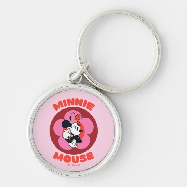 Classic Minnie Mouse Retro Badge Keychain (Front)