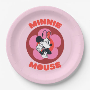Classic Minnie Mouse Retro Badge Paper Plates
