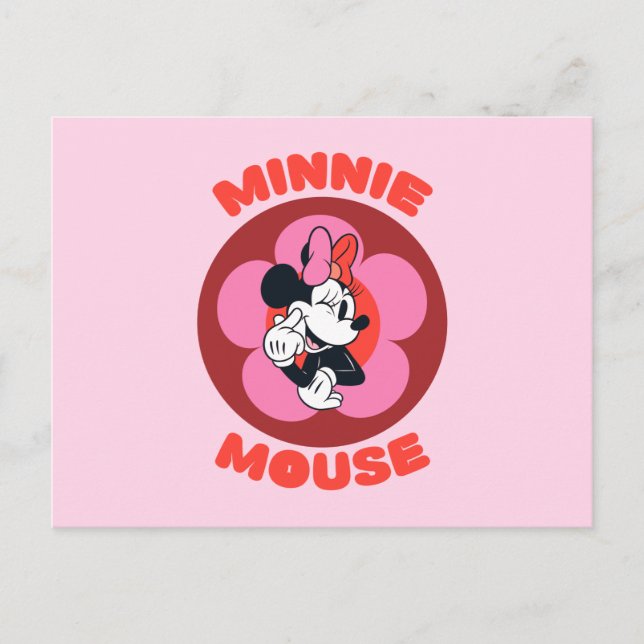 Classic Minnie Mouse Retro Badge Postcard (Front)