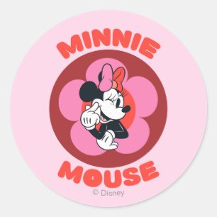 Classic Minnie Mouse Retro Badge Round Sticker