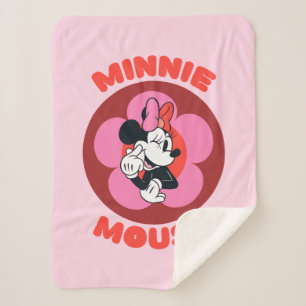 Classic Minnie Mouse Retro Badge Sherpa Blanket